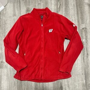 Adidas Women’s Red Fleece Jacket w/ Wisconsin Badgers Logo,‎ size S